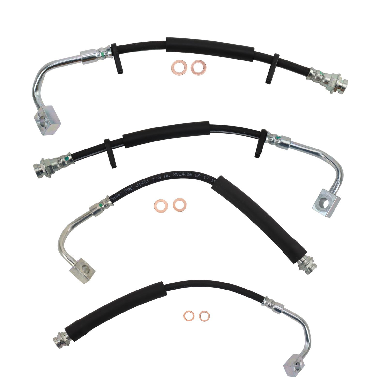 TRQ Front & Rear Brake Hose Set Compatible with 2013-2016 Chrysler Town & Country Dodge Grand Caravan 2014 Ram C/V