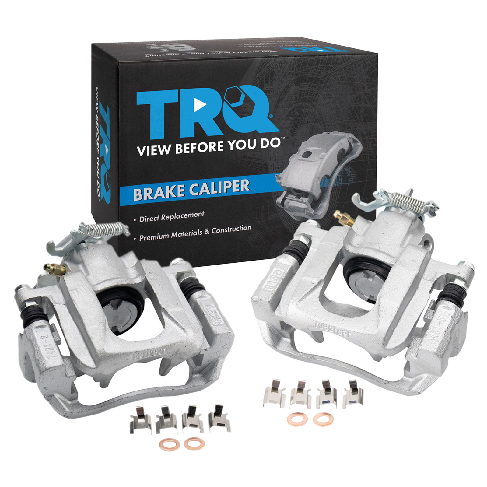 TRQ Rear Brake Caliper Set Zinc Coated Brackets Hardware Compatible with 2008-2016 Chrysler Town and Country 2008-2016 Dodge Grand Caravan 2012-2015 Ram C V 2009-2014 Volkswagen Routan