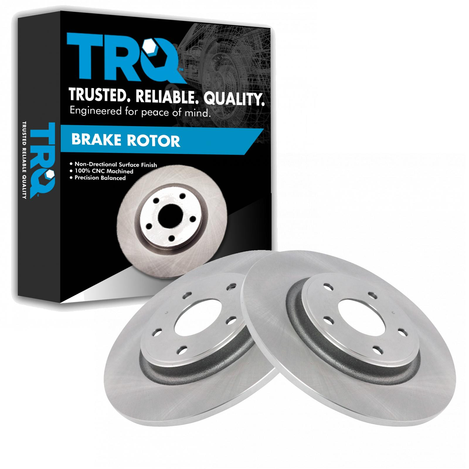 TRQ Rear Brake Rotor Set Solid Compatible with 2012-2016 Chrysler Town and Country 2012-2020 Dodge Grand Caravan 2012-2020 Journey 2012-2015 Ram CV 2012-2014 Volkswagen Routan