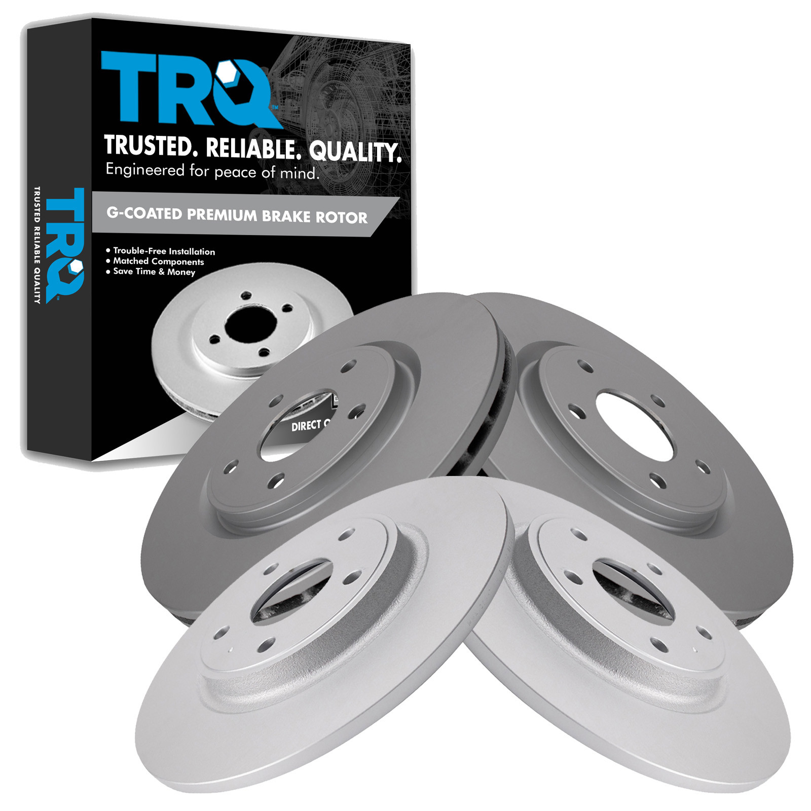 TRQ Front & Rear Brake Rotors Set Premium G-Coated Compatible with 2012-2016 Chrysler Town & Country 2011-2020 Dodge Grand Caravan 2012-2020 Journey 2012-2015 Ram C/V 2012-2013 Volkswagen Routan
