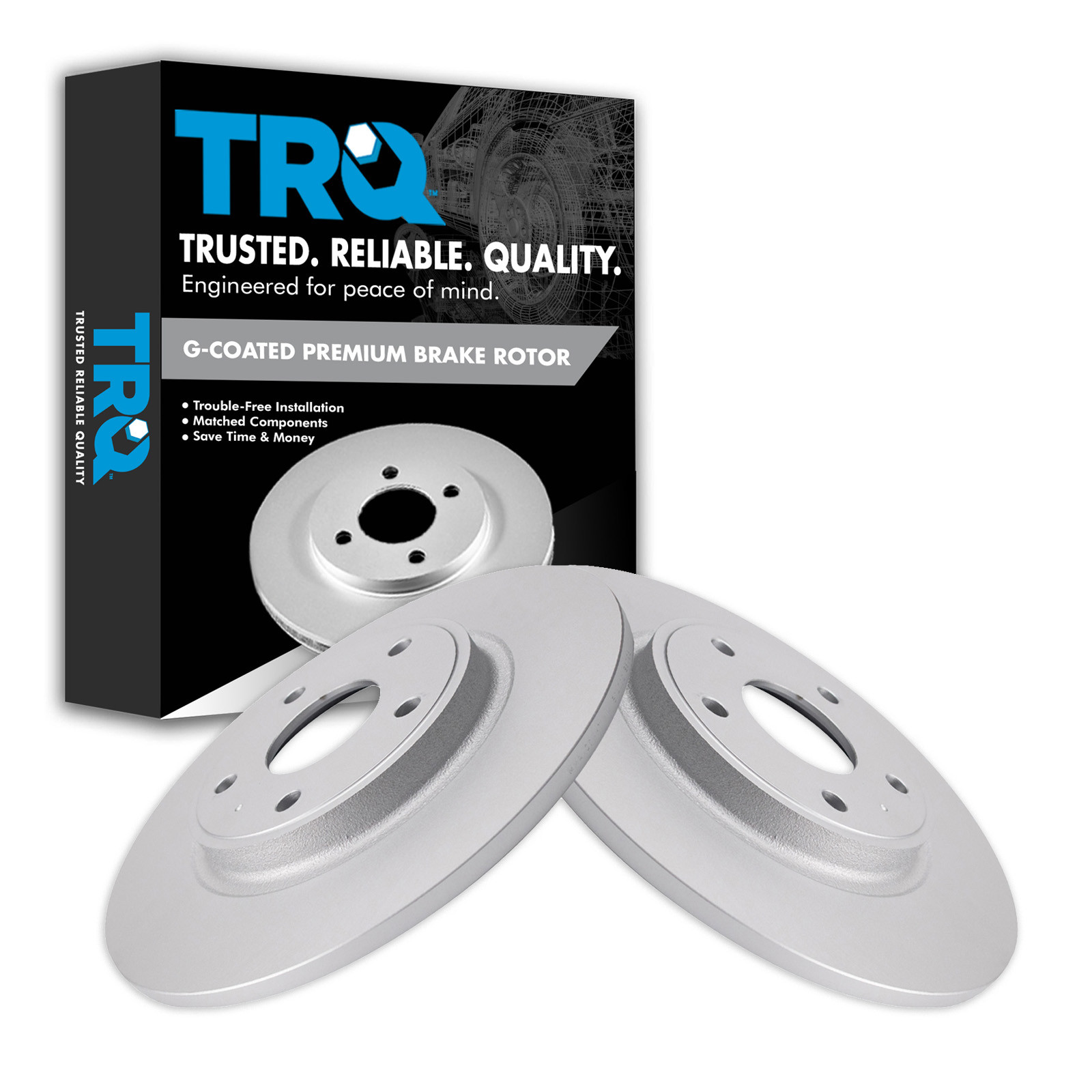 TRQ Rear Brake Rotors Set Premium G-Coated Driver & Passenger Side Compatible with 12-15 C/V 11-20 Grand Caravan 12-20 Journey 12-14 Routan 12-16 Town & Country