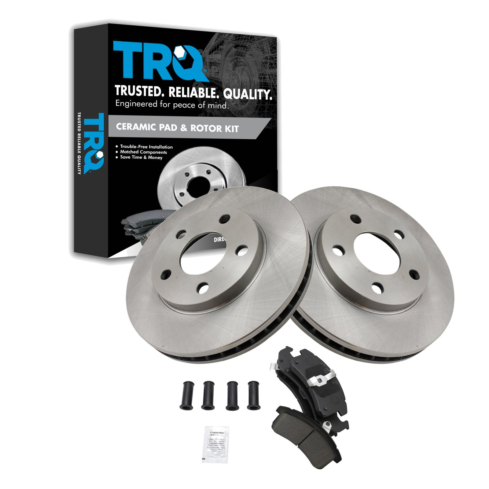 TRQ Front Brake Pad and Rotor Set Ceramic Compatible with 1994-1997 Chevrolet Camaro Buick LeSabre Pontiac Firebird Pontiac Bonneville 1994-1996 Buick Park Avenue
