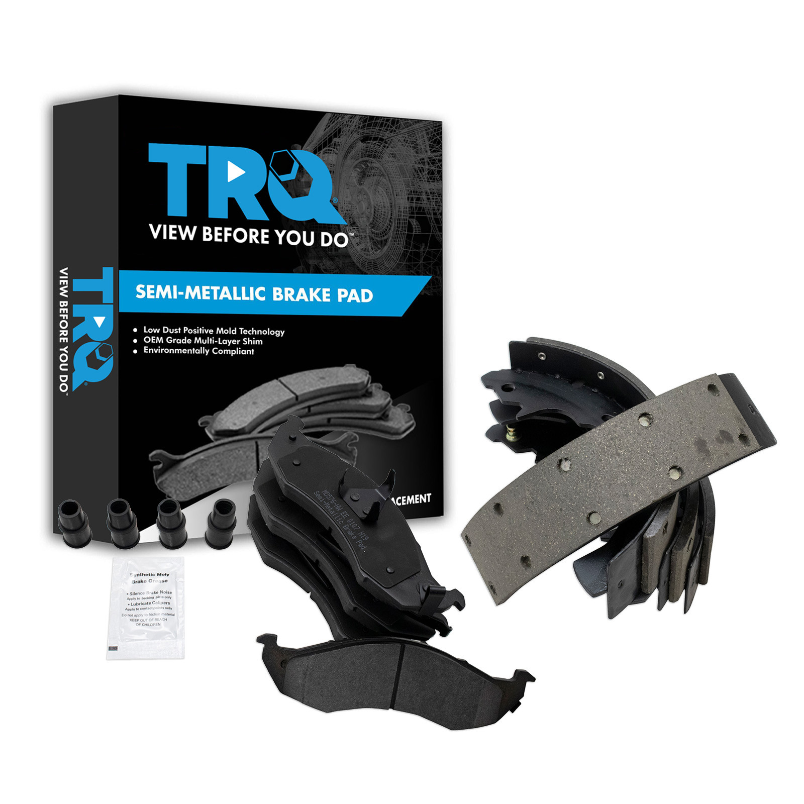 TRQ Front and Rear Brake Pad Set Semi Metallic Compatible with 1993-2002 Mercury Villager 1993-2002 Quest