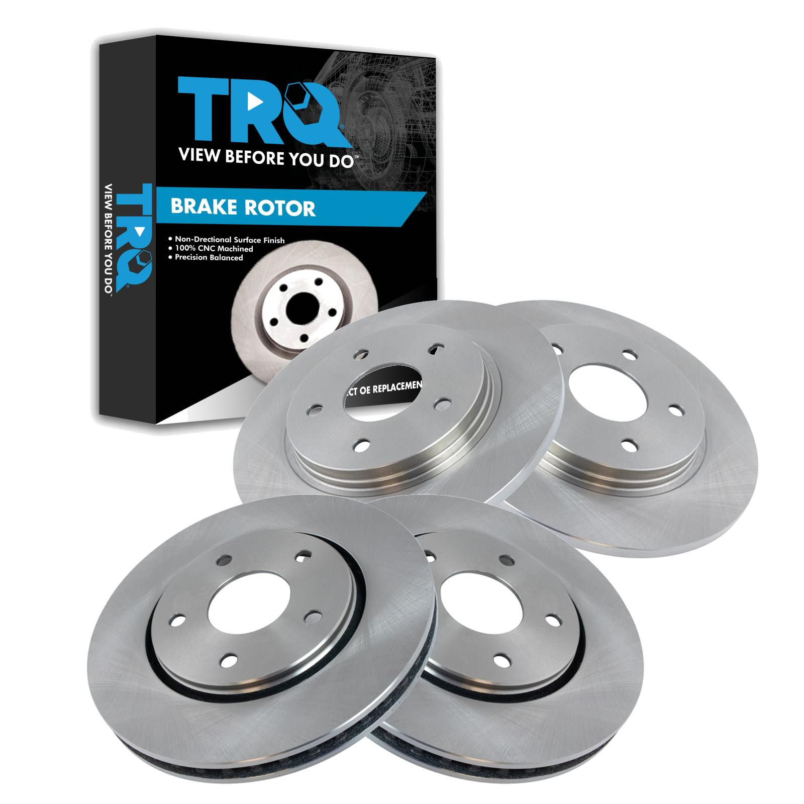 TRQ Front Rear Brake Rotor Set Vented Solid Compatible with 2008-2016 Chrysler Town and Country 2008-2016 Dodge Grand Caravan 2009-2013 Journey 2012-2015 Ram C V 2009-2014 Volkswagen Routan