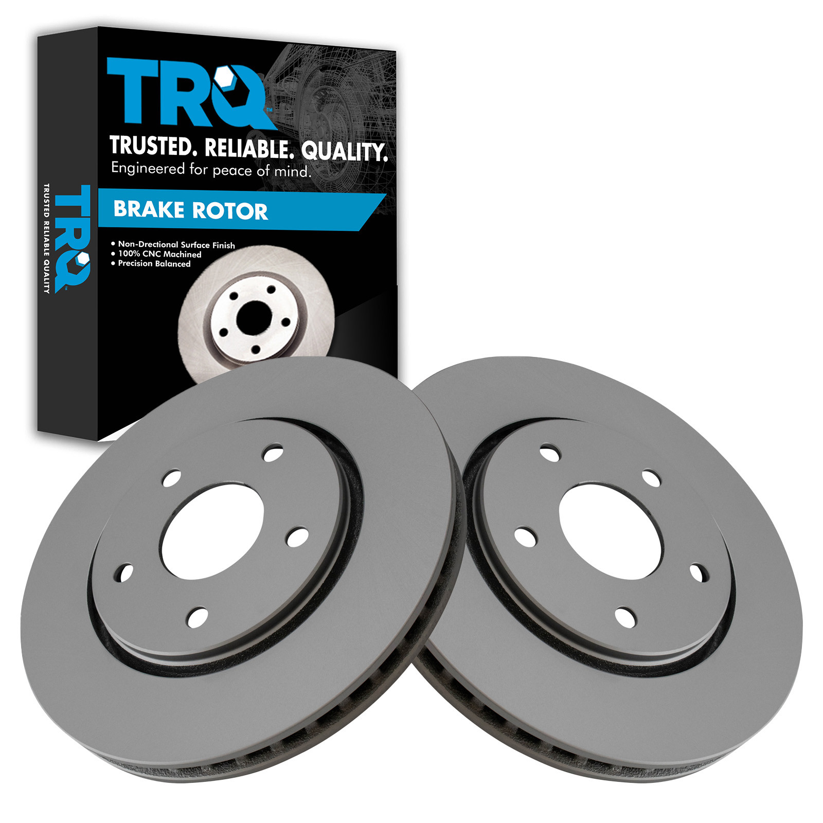 TRQ Front Brake Rotor Set G Coated Vented Compatible with 2008-2016 Dodge Grand Caravan 2009-2013 Journey 2012-2015 Ram C/V 2008-2016 Chrysler Town and Country 2009-2014 Volkswagen Routan