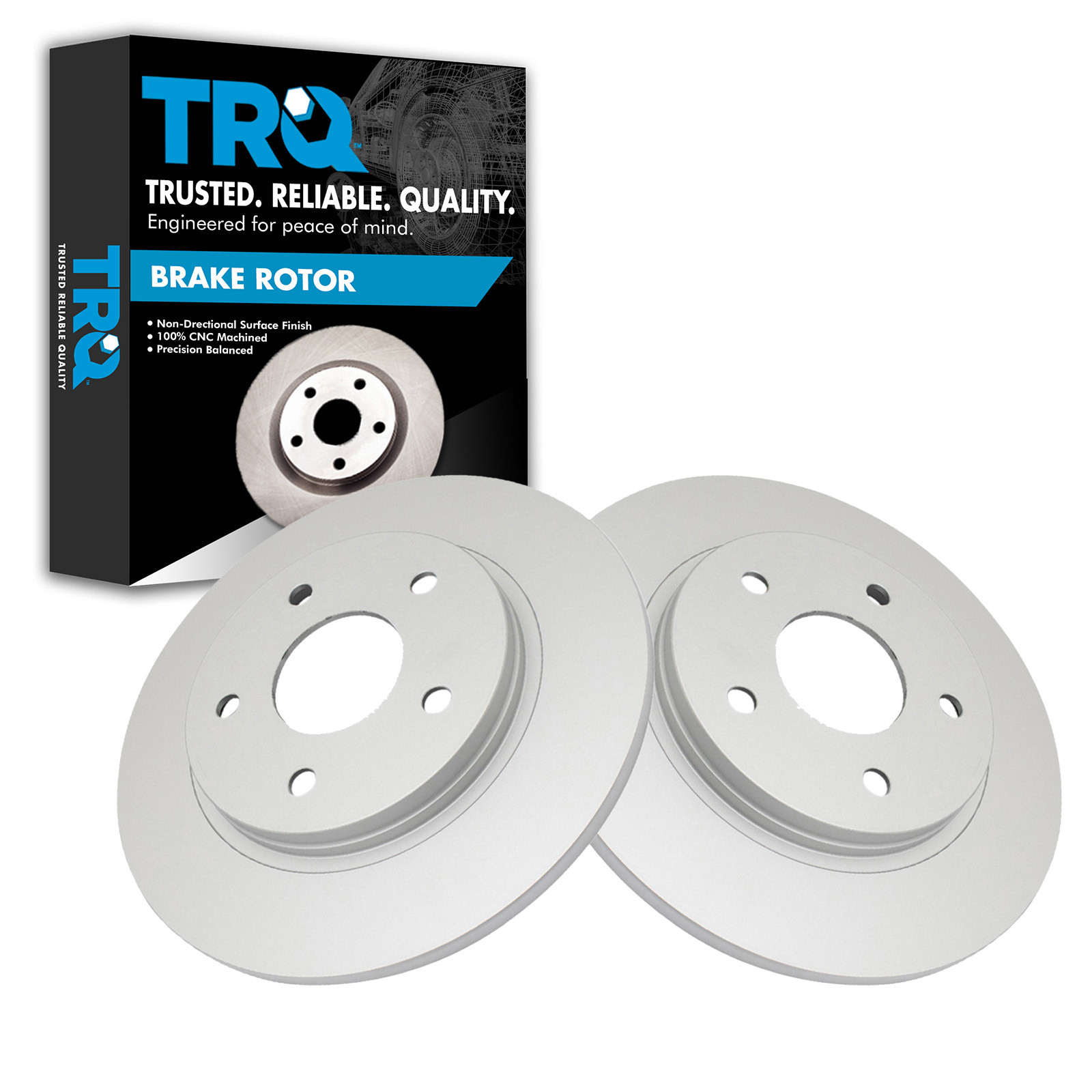 TRQ Rear Brake Rotor Set G Coated Solid Compatible with 2008-2016 Chrysler Town and Country 2008-2016 Dodge Grand Caravan 2009-2013 Journey 2012-2015 Ram C/V 2009-2014 Volkswagen Routan