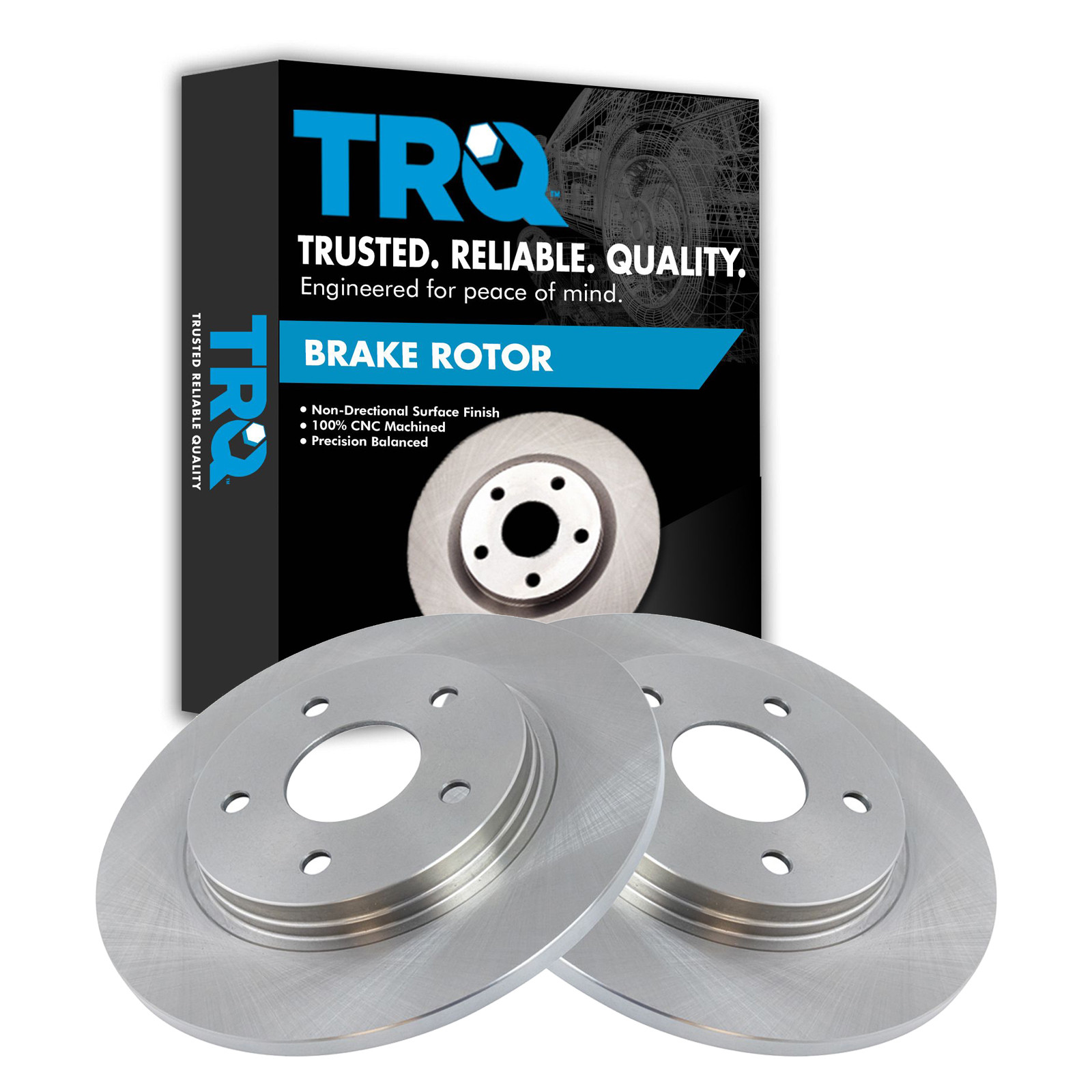 TRQ Rear Brake Rotors Set Driver & Passenger Side Compatible with 2008-2016 Chrysler Town & Country Dodge Grand Caravan 2009-2013 Journey 2012-2015 Ram C/V 2009-2014 Volkswagen Routan
