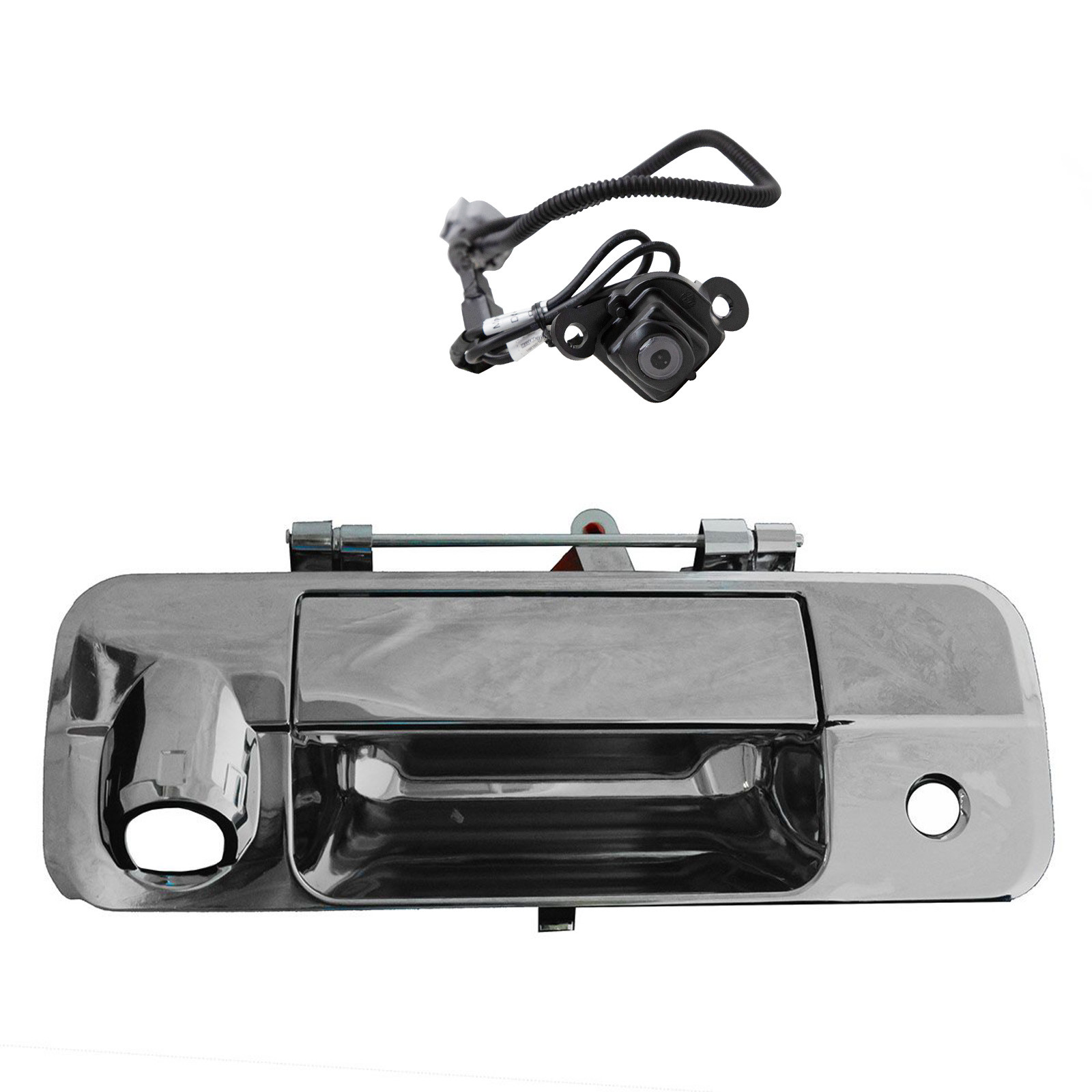 TRQ Chrome Tailgate Handle Reverse Backup Camera Kit Set Compatible with Tundra Pickup Truck