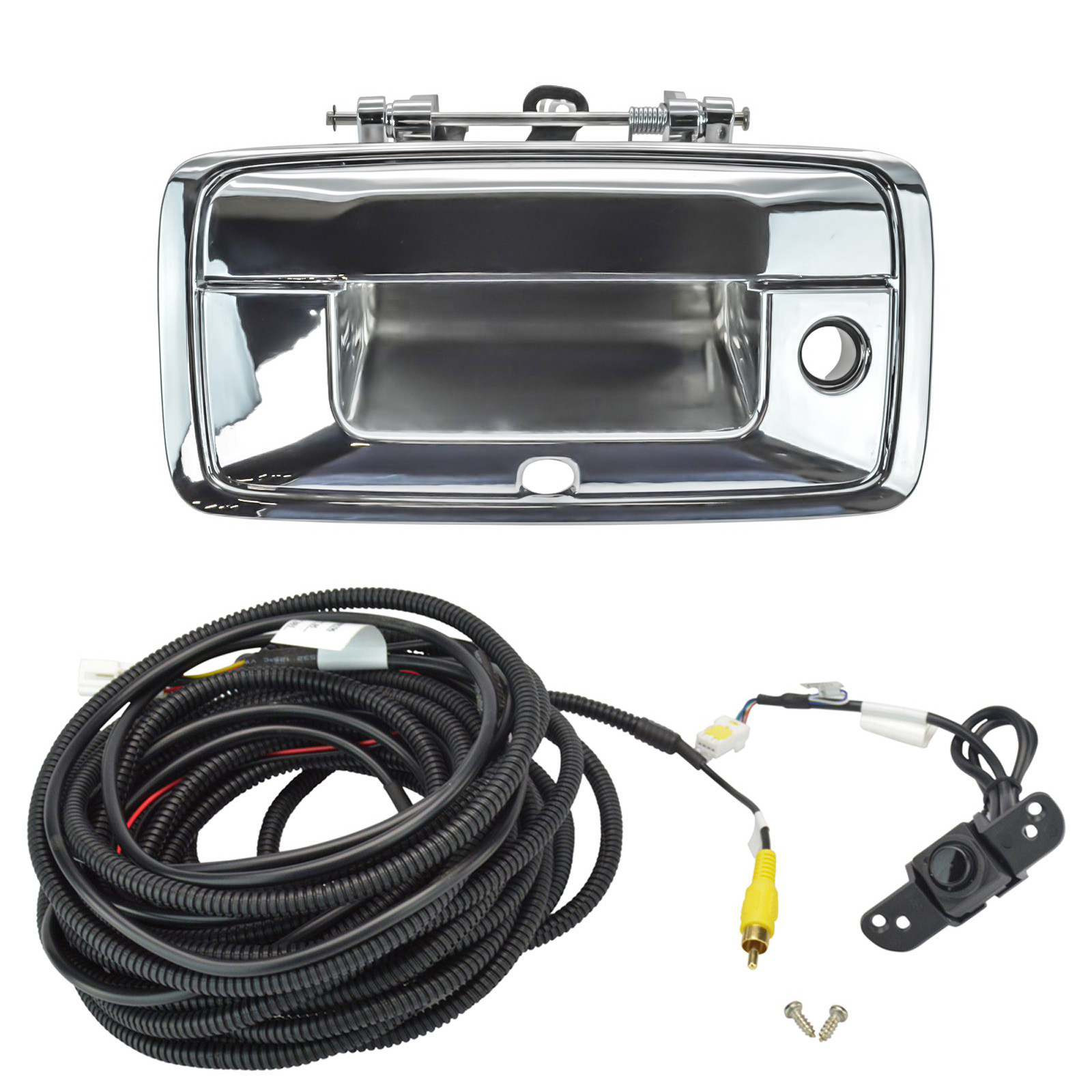TRQ Rear View Camera Kit Chrome Compatible with 2014-2015 Chevrolet Silverado 1500 2015 Silverado 2500 HD 3500 HD GMC Sierra 1500 Sierra 2500 3500