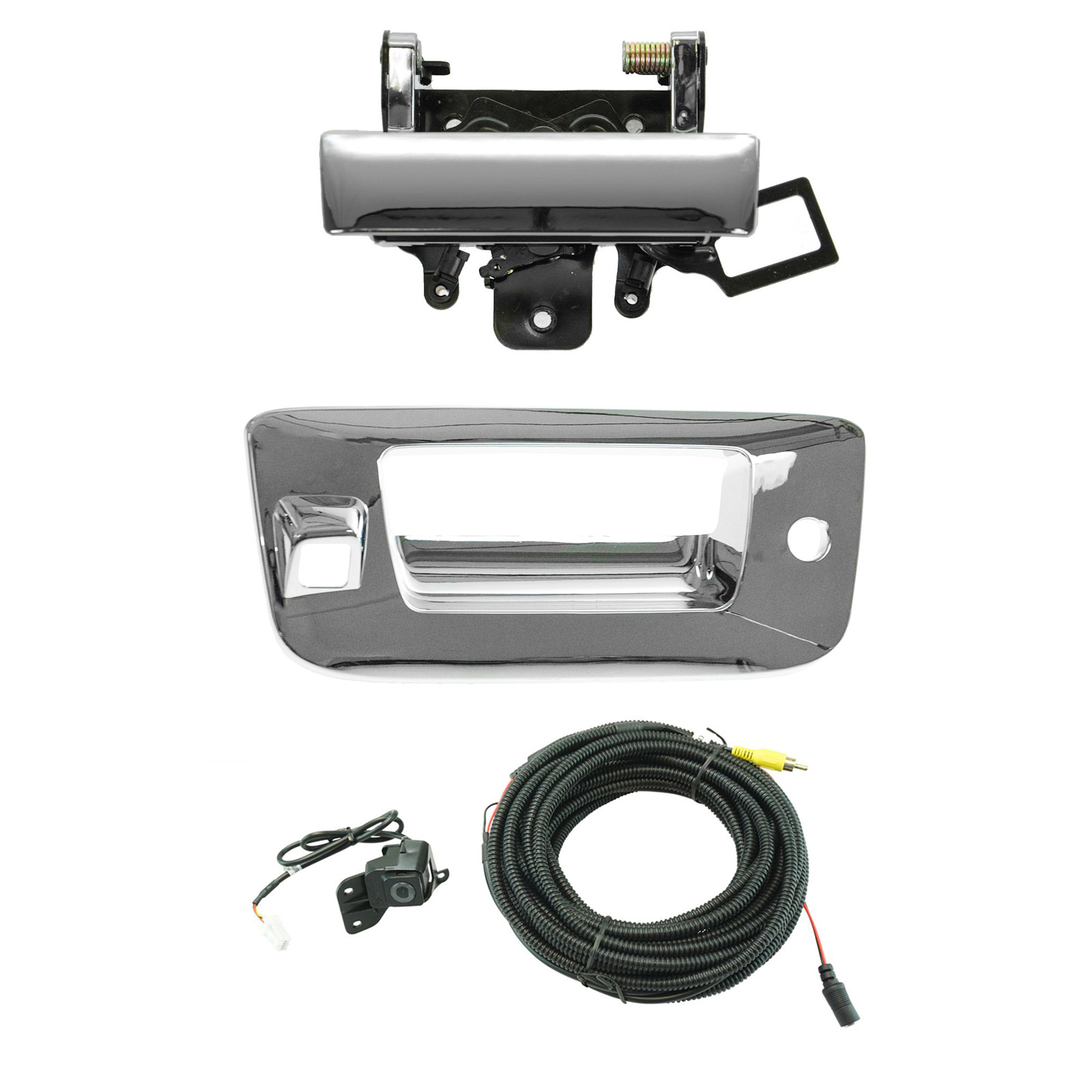 TRQ Rear View Camera Kit Chrome Compatible with 2007-2013 Chevrolet Silverado 1500 2007-2014 Silverado 2500 HD 3500 HD GMC Sierra 1500 Sierra 2500 3500