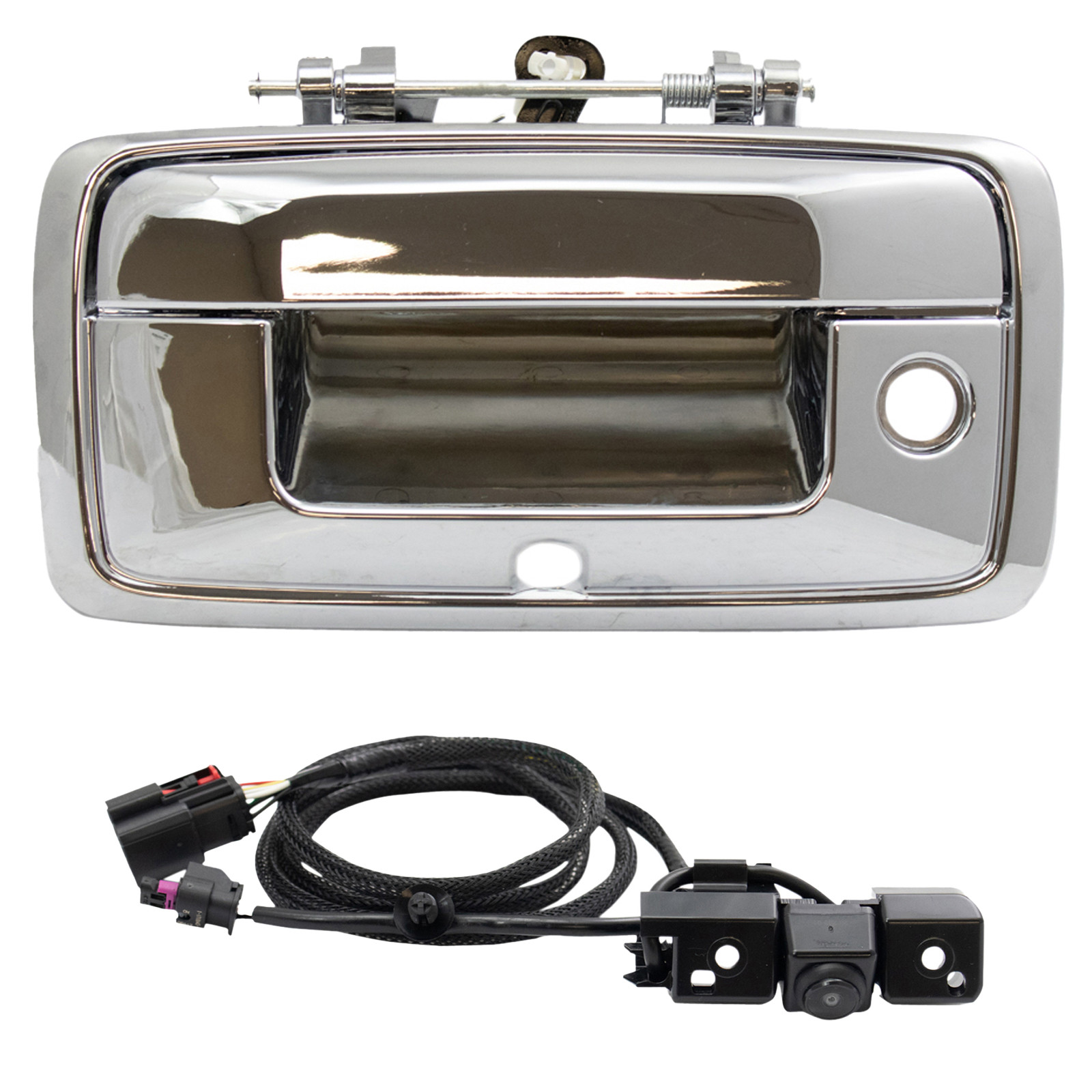 TRQ Rear View Camera Chrome Kit Set for Silverado Sierra Pickup Truck