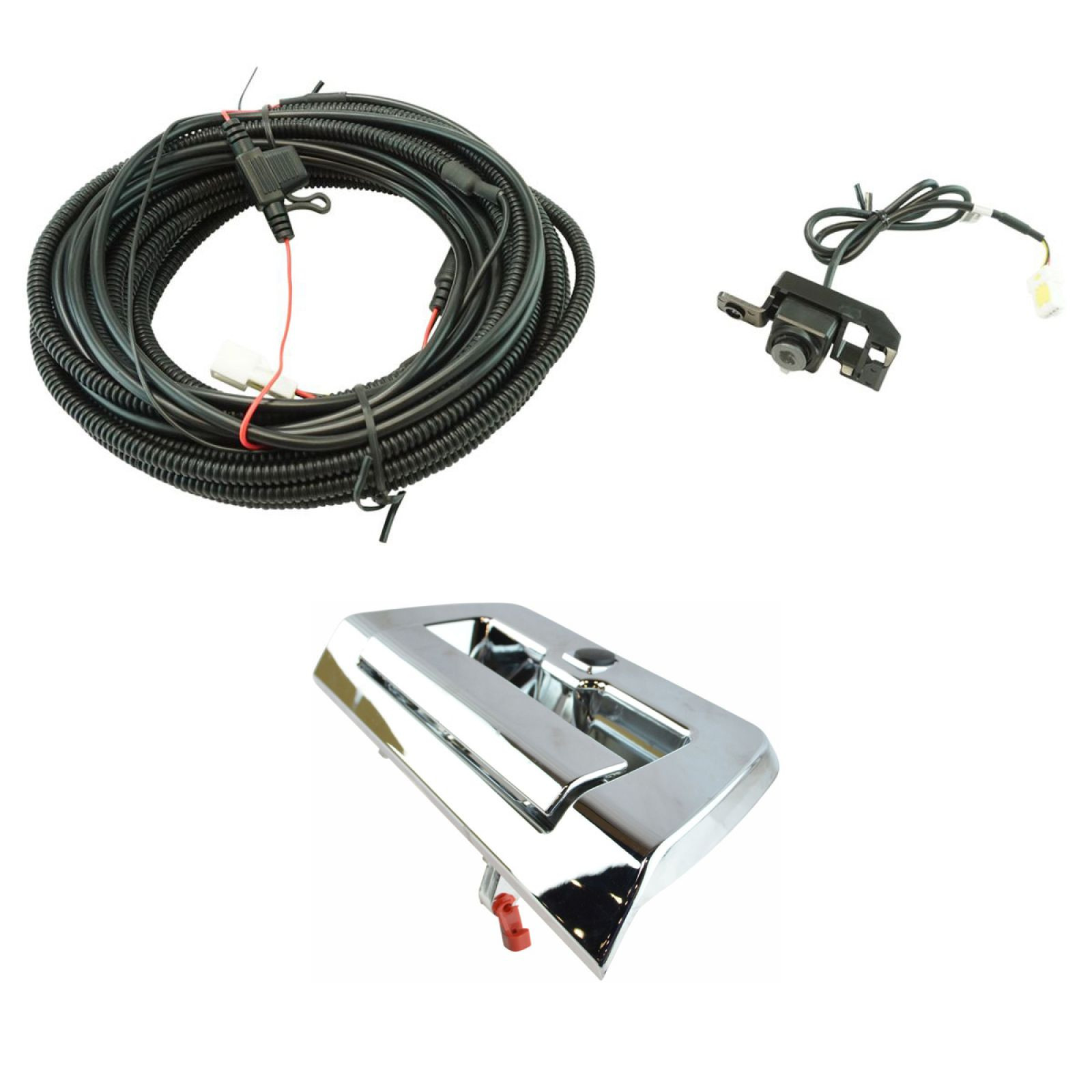 TRQ Rear View Camera Add On Kit w/ Wiring Harness & Tailgate Handle Compatible with 2015-2016 Ford F-150