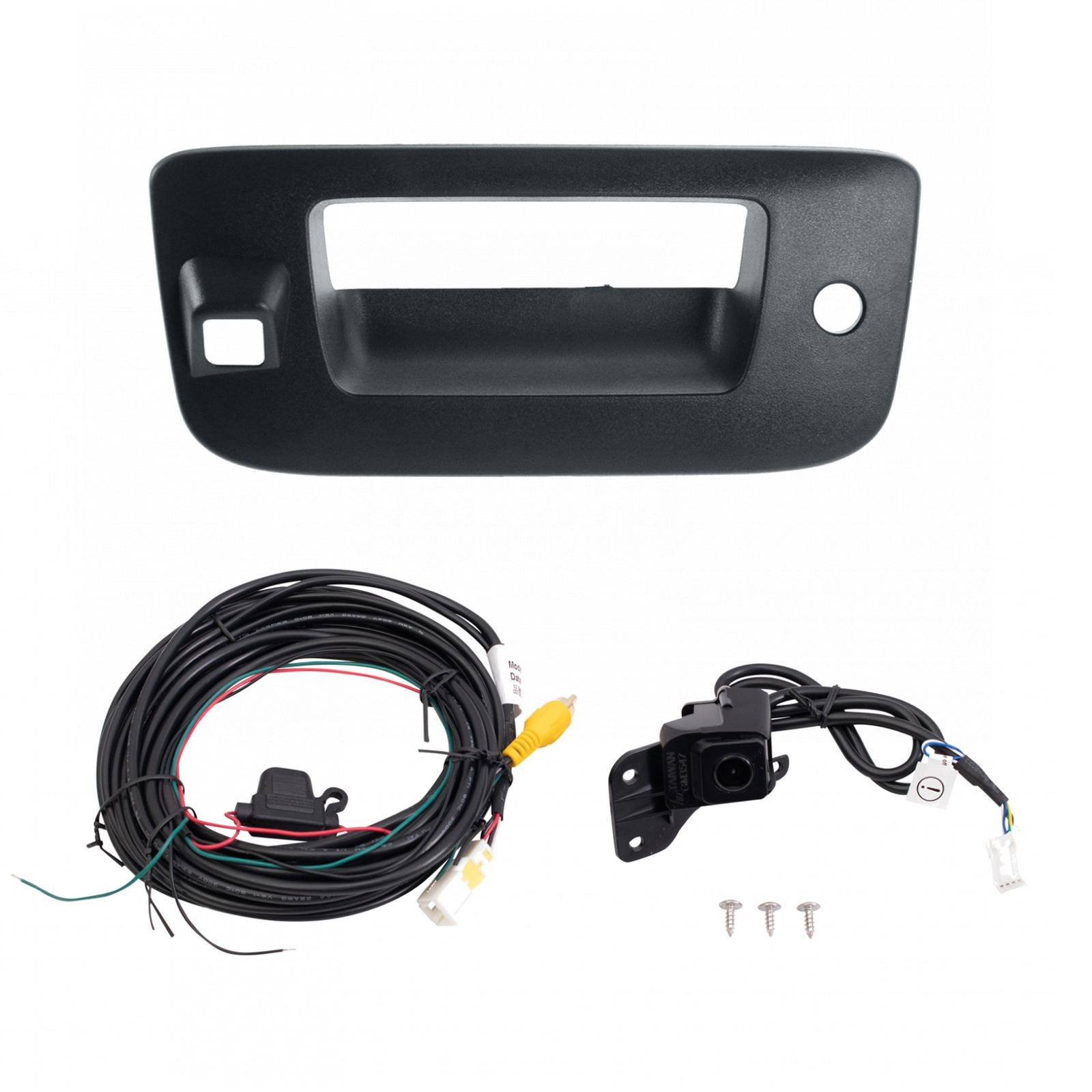 TRQ Rear Park Assist Camera Kit Black 2 Piece Compatible with 2007-2013 Chevrolet Silverado 1500 2007-2014 Silverado 2500 HD 3500 HD GMC Sierra 1500 Sierra 2500 3500