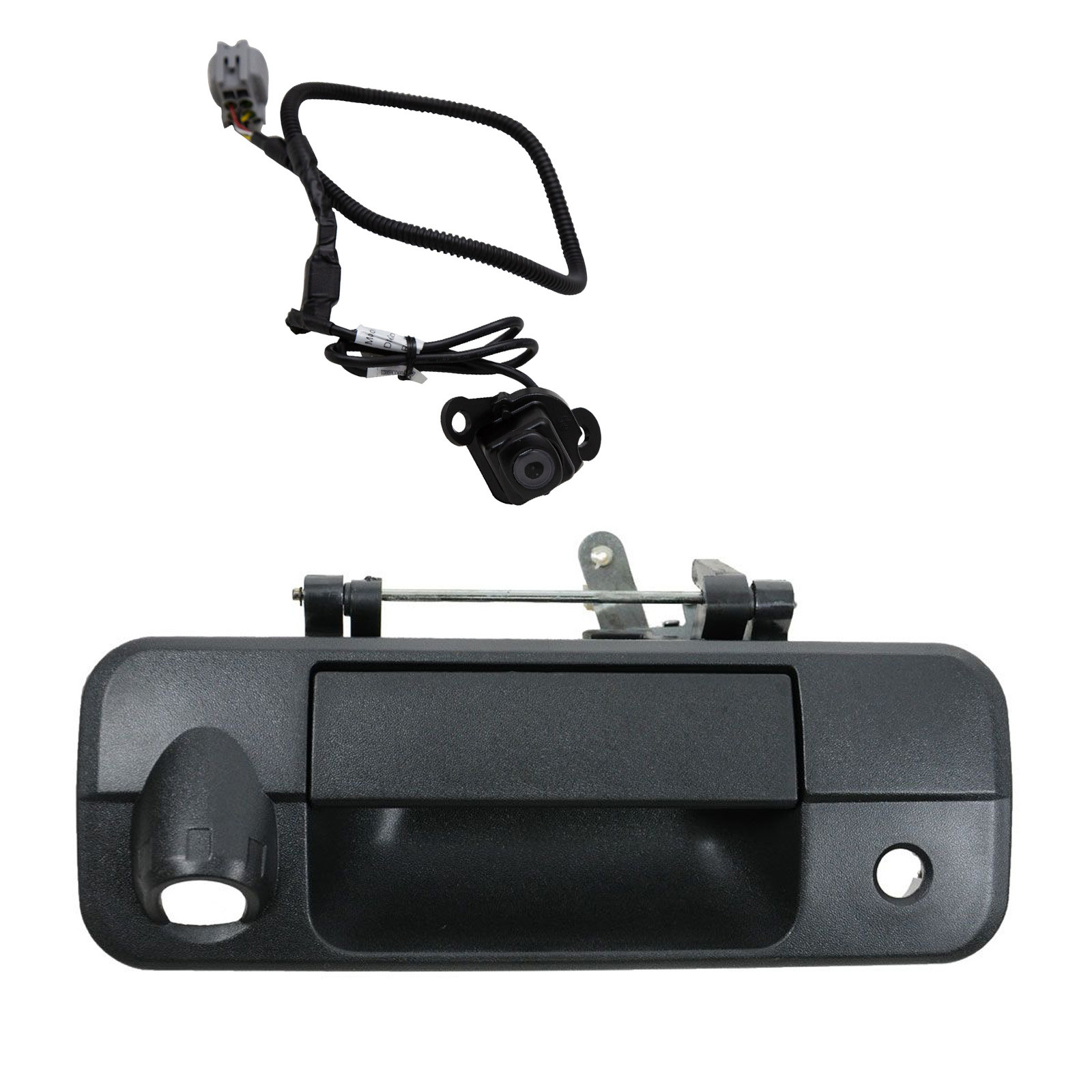 TRQ Black Tailgate Handle Reverse Backup Camera Kit Set Compatible with Tundra Pickup Truck