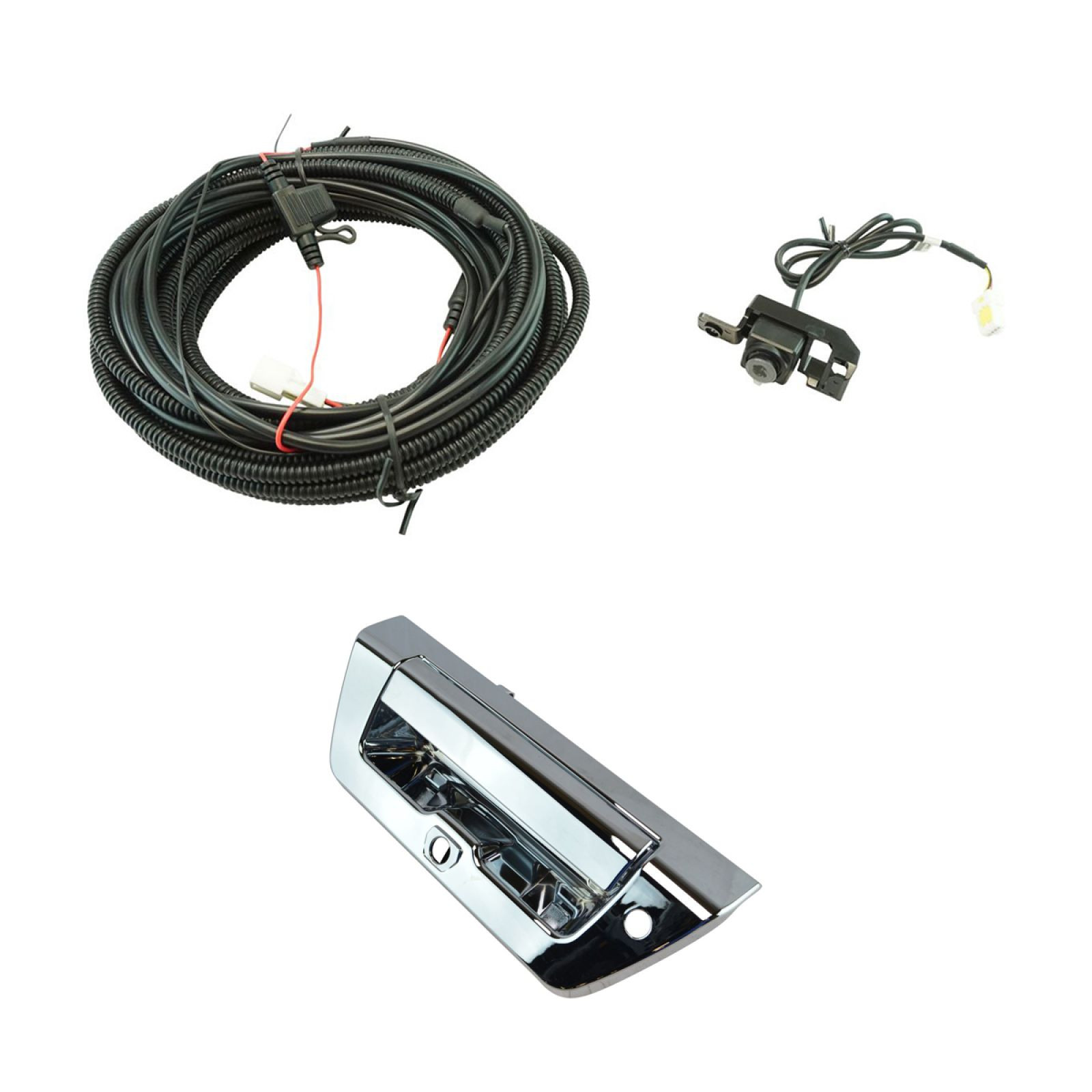 TRQ Rear View Camera Add On Kit w/ Wiring Harness & Tailgate Handle Compatible with 2015-2016 Ford F-150