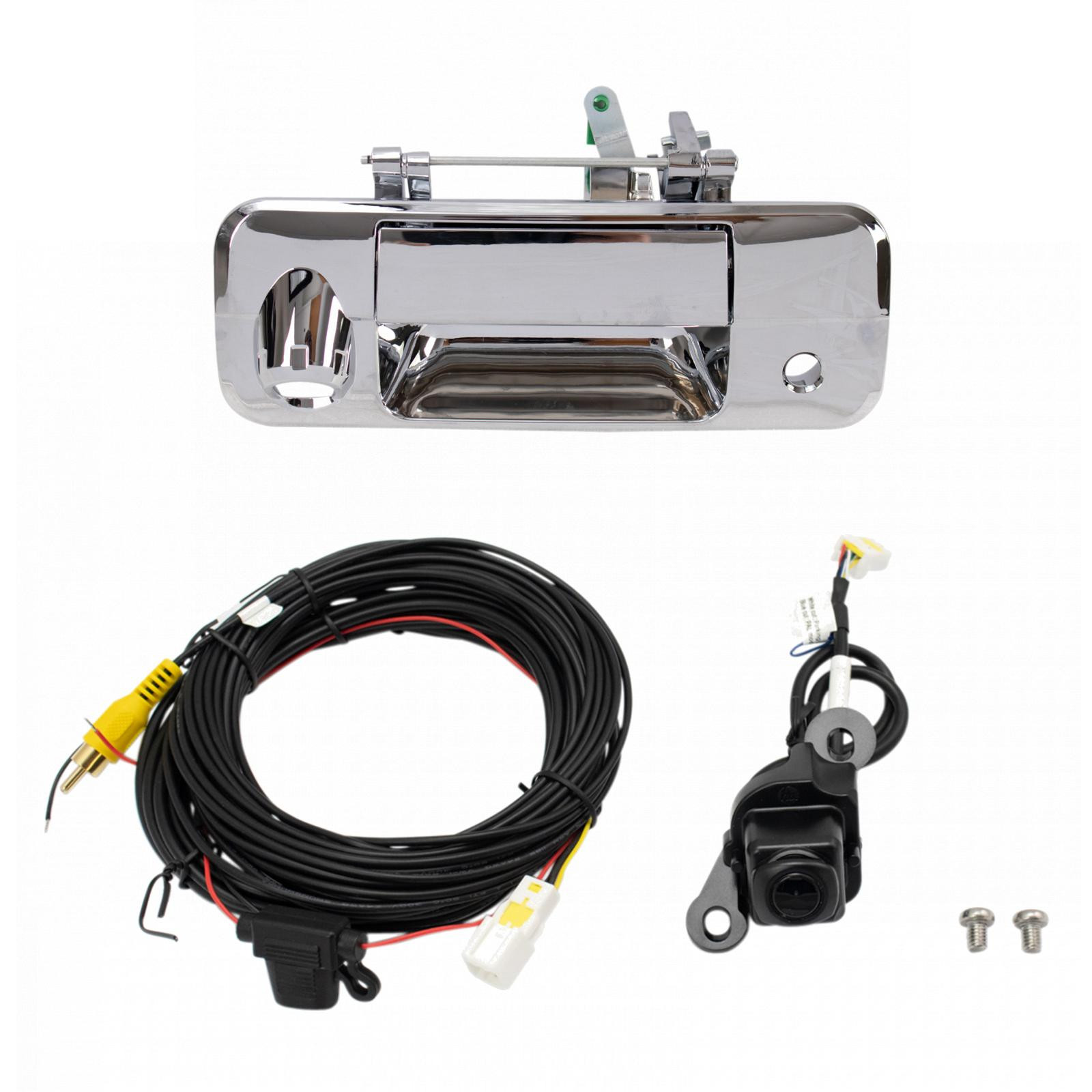TRQ Rear View Camera Kit Chrome Compatible with 2007-2013 Toyota Tundra