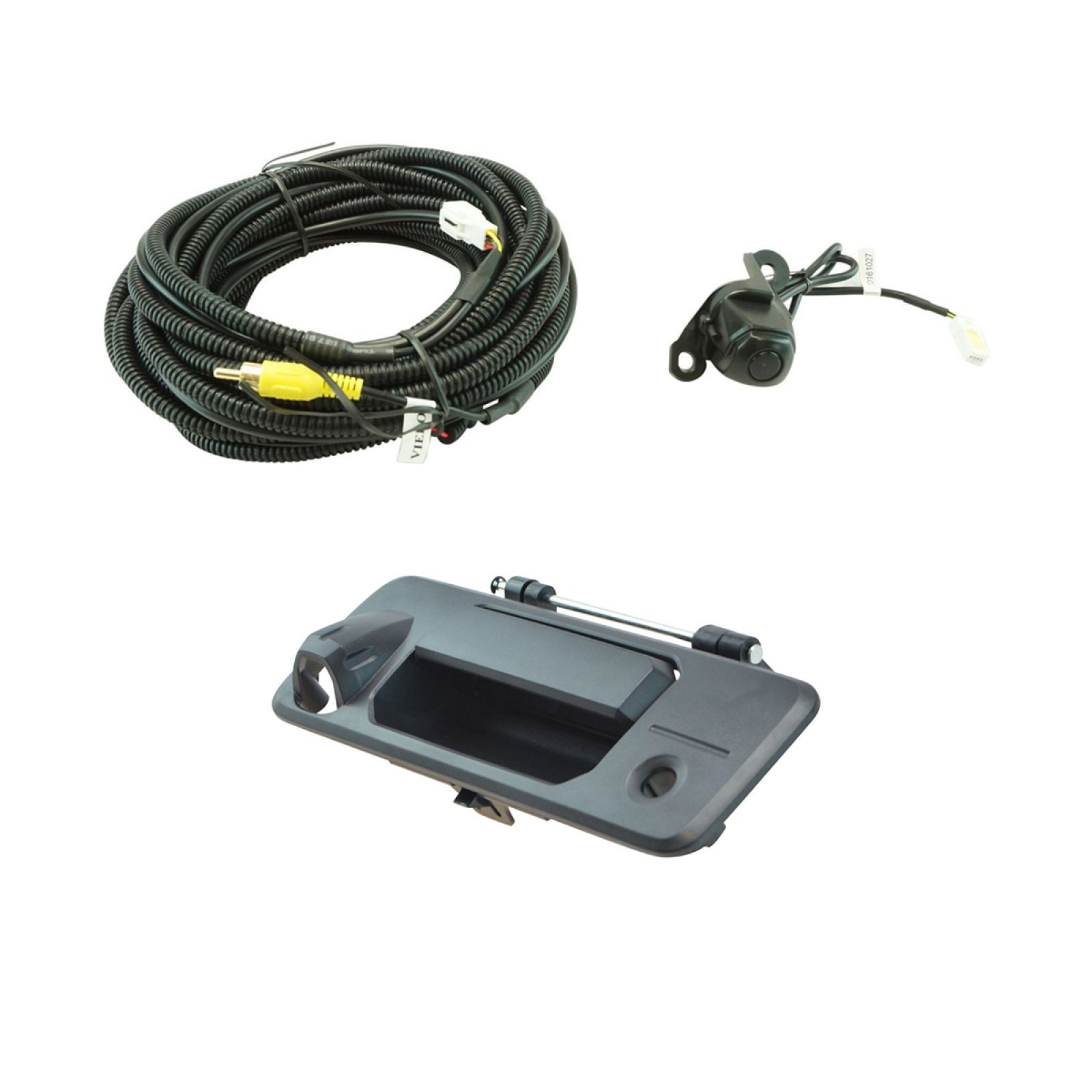 TRQ Rear View Camera Add On Kit w/ Wiring Harness & Tailgate Handle Compatible with Toyota