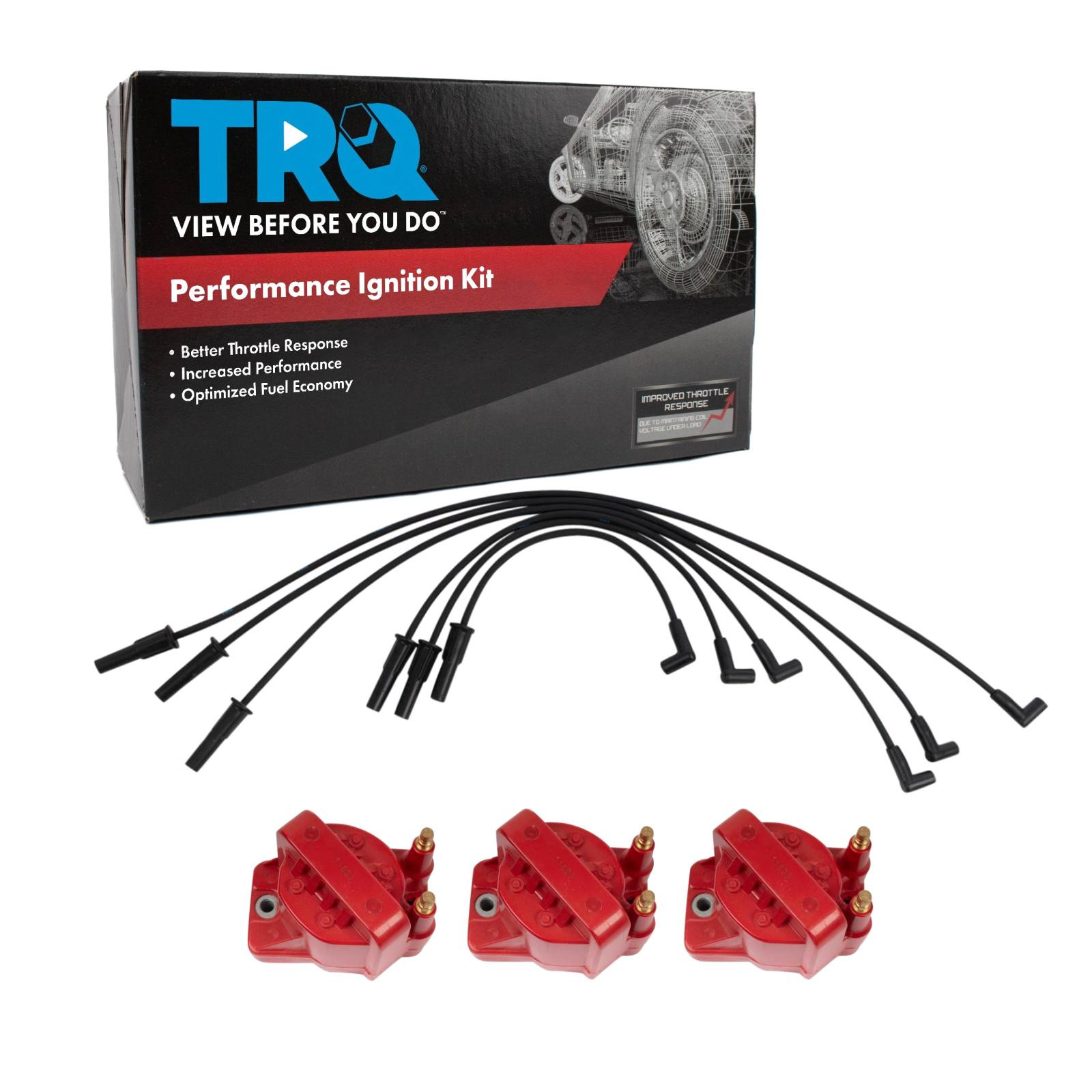 TRQ Ignition Coil Kit 4 Piece Compatible with 1992-1995 Chevrolet Lumina APV Buick LeSabre Oldsmobile 88 98 Silhouette Pontiac Bonneville Trans Sport
