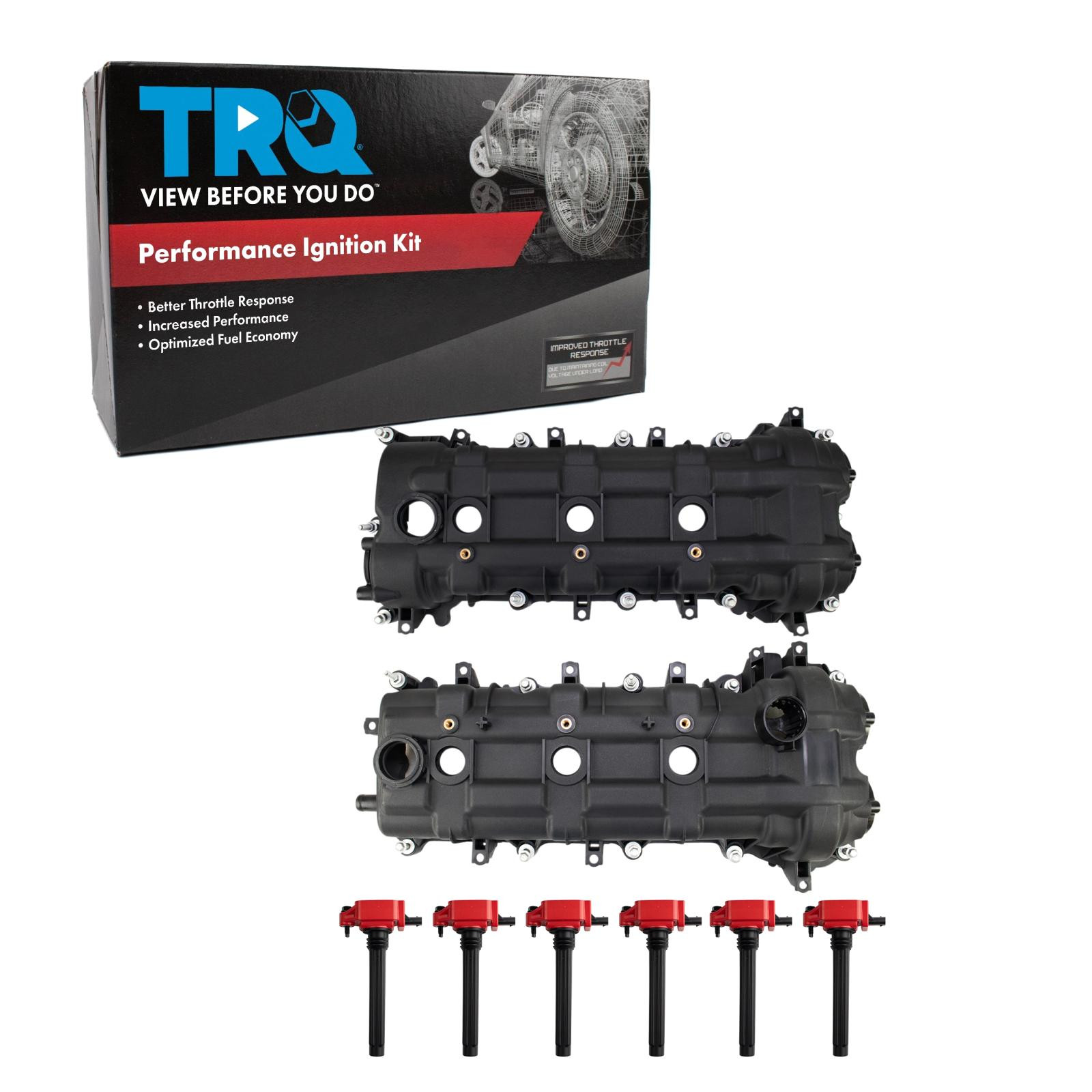 TRQ Ignition Coil Kit 8 Piece Valve Cover Compatible with 2011-2021 Dodge Charger Challenger Chrysler 300 Grand Caravan 2014-2021 Jeep Cherokee