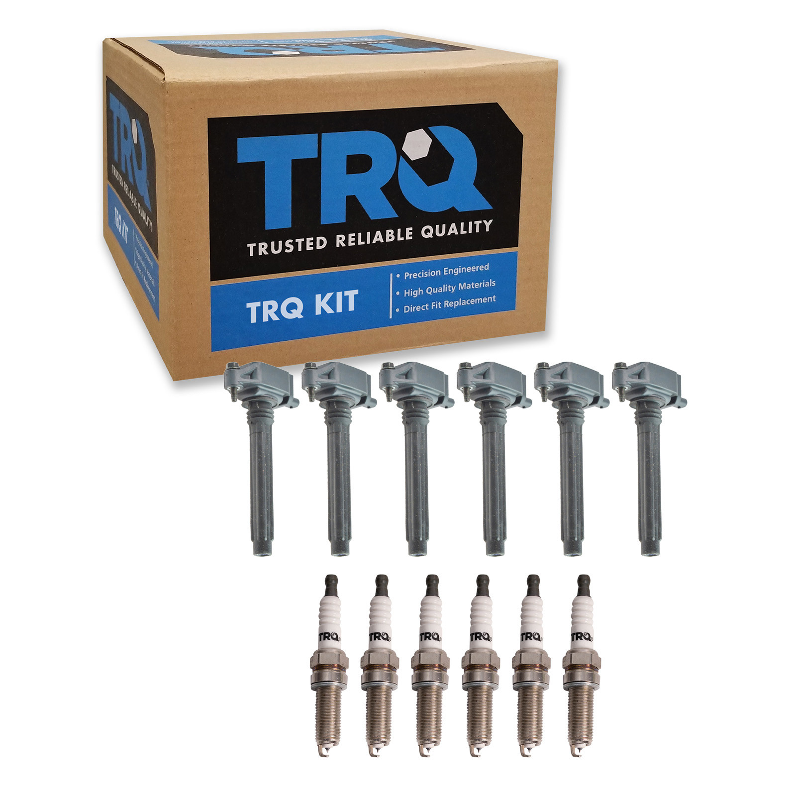 TRQ Ignition Coil & Spark Plug Kit 12 Piece Iridium Spark Plugs Compatible with 2013-2018 Ram 1500 2011-2021 Dodge Charger Jeep Cherokee Chrysler 300 Grand Caravan