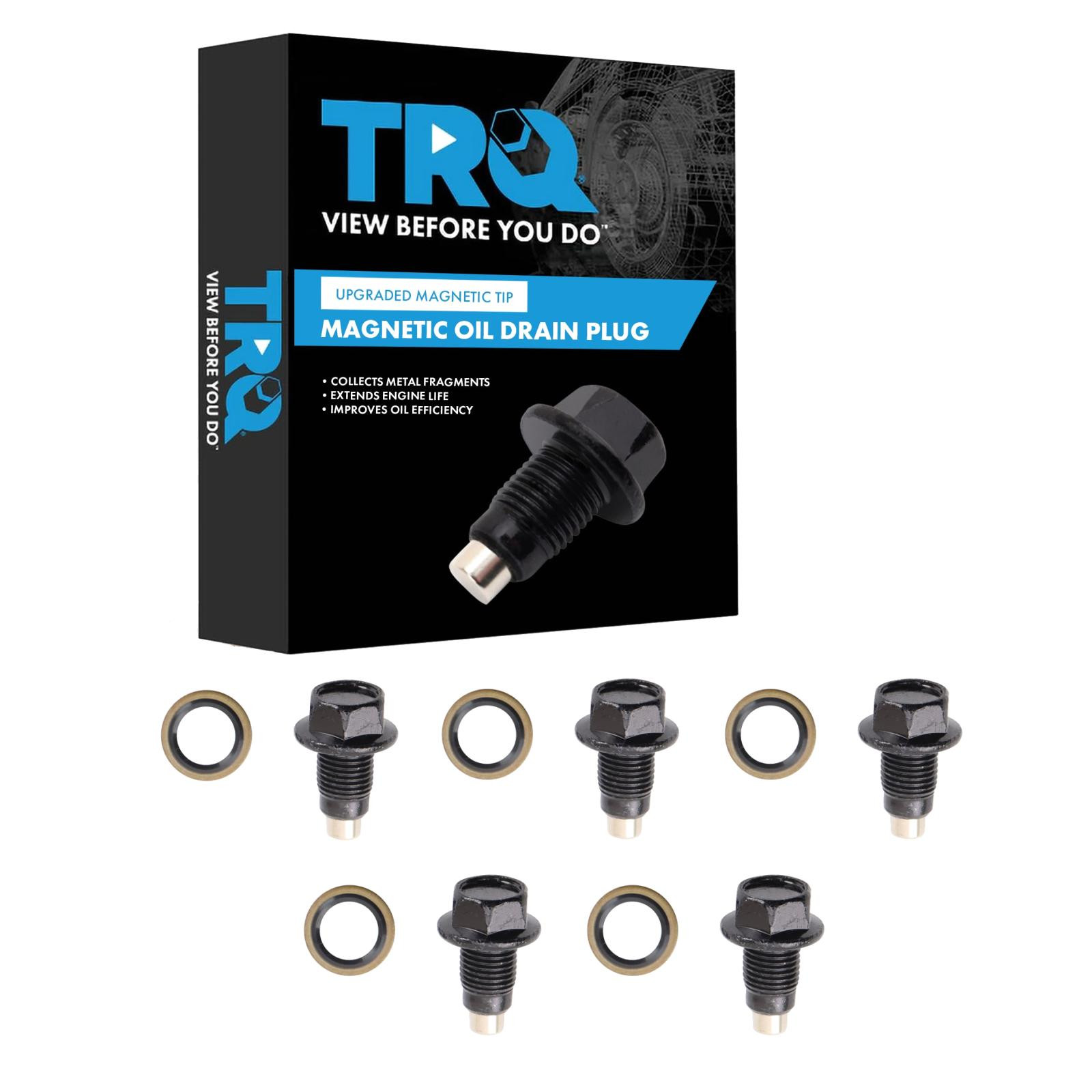 TRQ Engine Oil Drain Plug 5 Pieces Compatible with 85-88 Chevrolet Nova 98-02 Prism 15-18 City Express 20-23 Infinity Q50 QX55 QX60 04-15 Nissan Titan 05-15 Armada 08-17 Rogue 12-21 NV1500 2500 3500