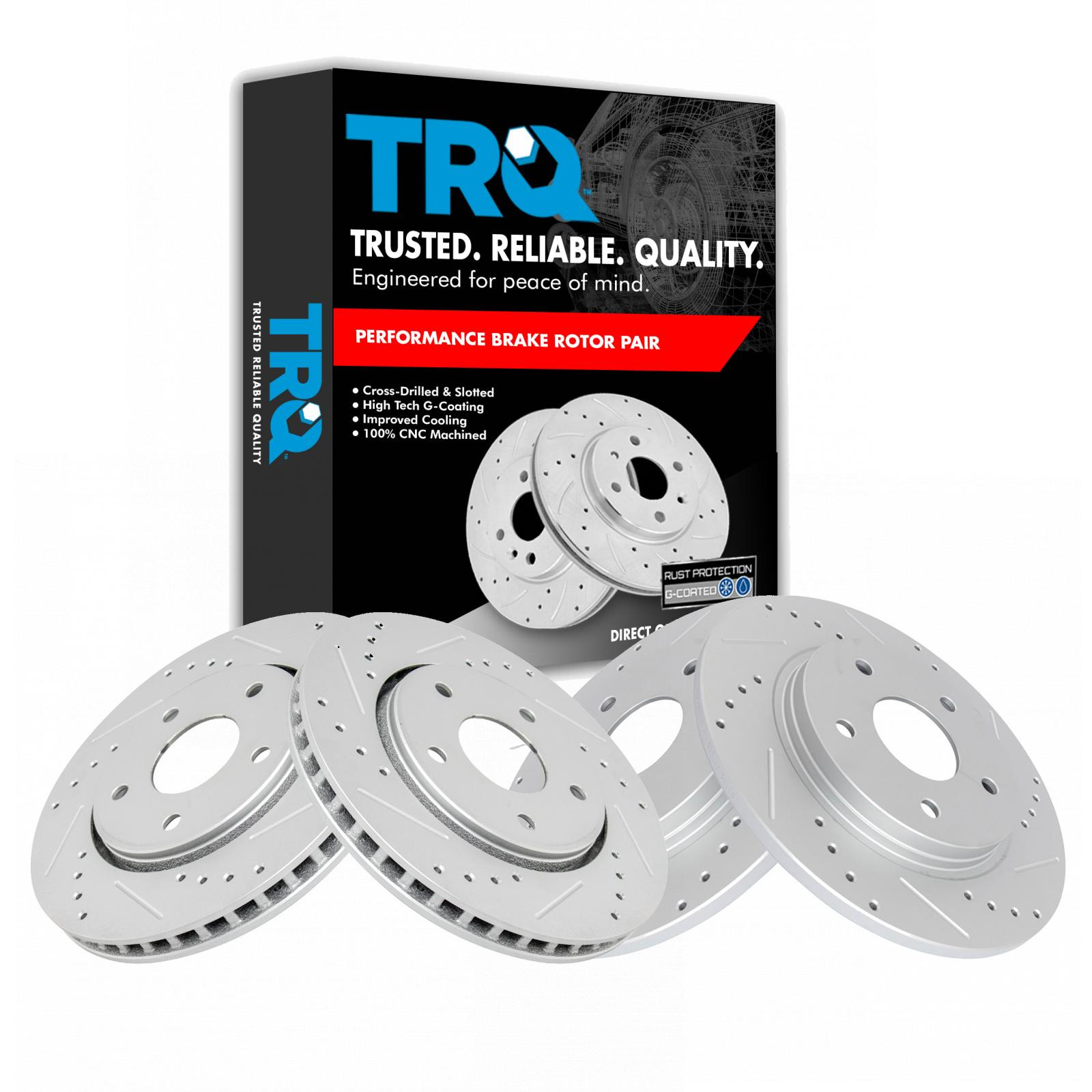 TRQ Front & Rear Brake Performance Rotor Kit Set of 4 Compatible with Chrysler Dodge Ram VW