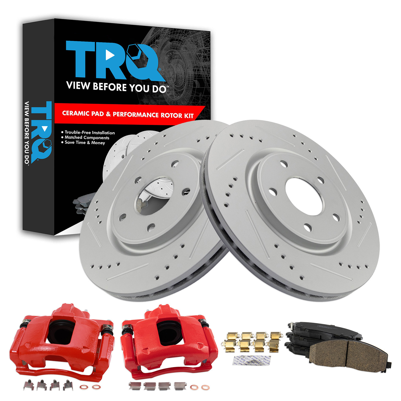 TRQ Front Brake Pad & Rotor Kit Compatible with 11 Dodge Grand Caravan 12 Ram C/V VW Routan