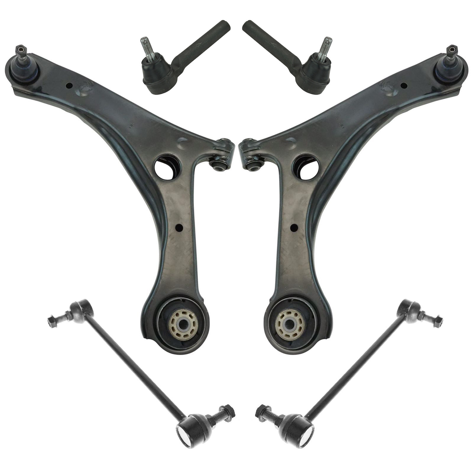 TRQ Front Steering & Suspension Kit Control Arm with Ball Joint Sway Bar Stabilizer Link Tie Rod Compatible with Chrysler Dodge Ram Volkswagen