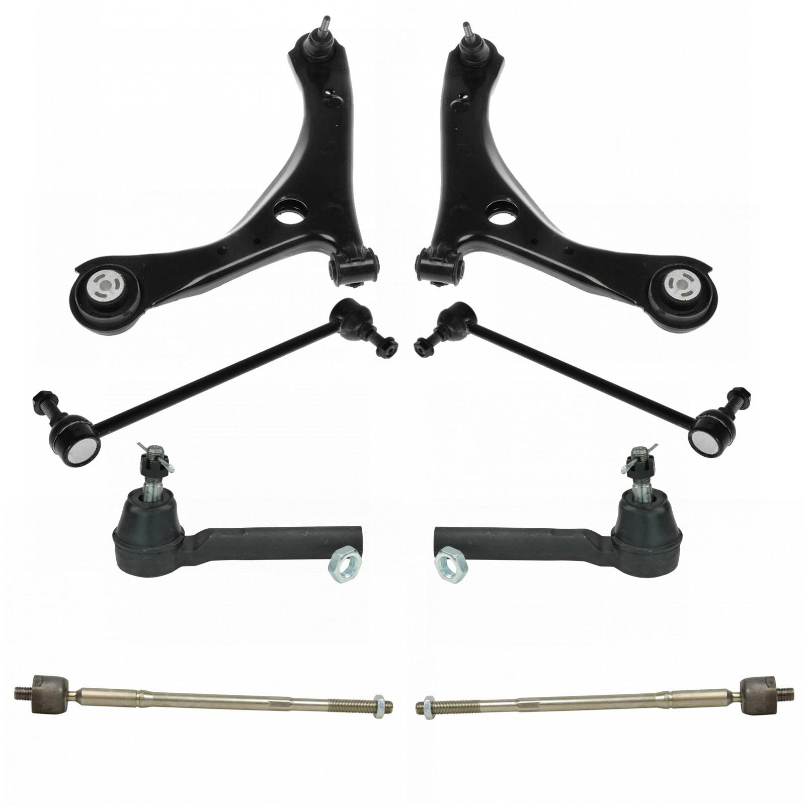 TRQ Front Steering and Suspension Kit Tie Rods Control Arms Ball Joints Sway Bar Links Compatible with 2011-2016 Chrysler Town and Country 2011-2020 Dodge Grand Caravan 2012-2015 Ram CV