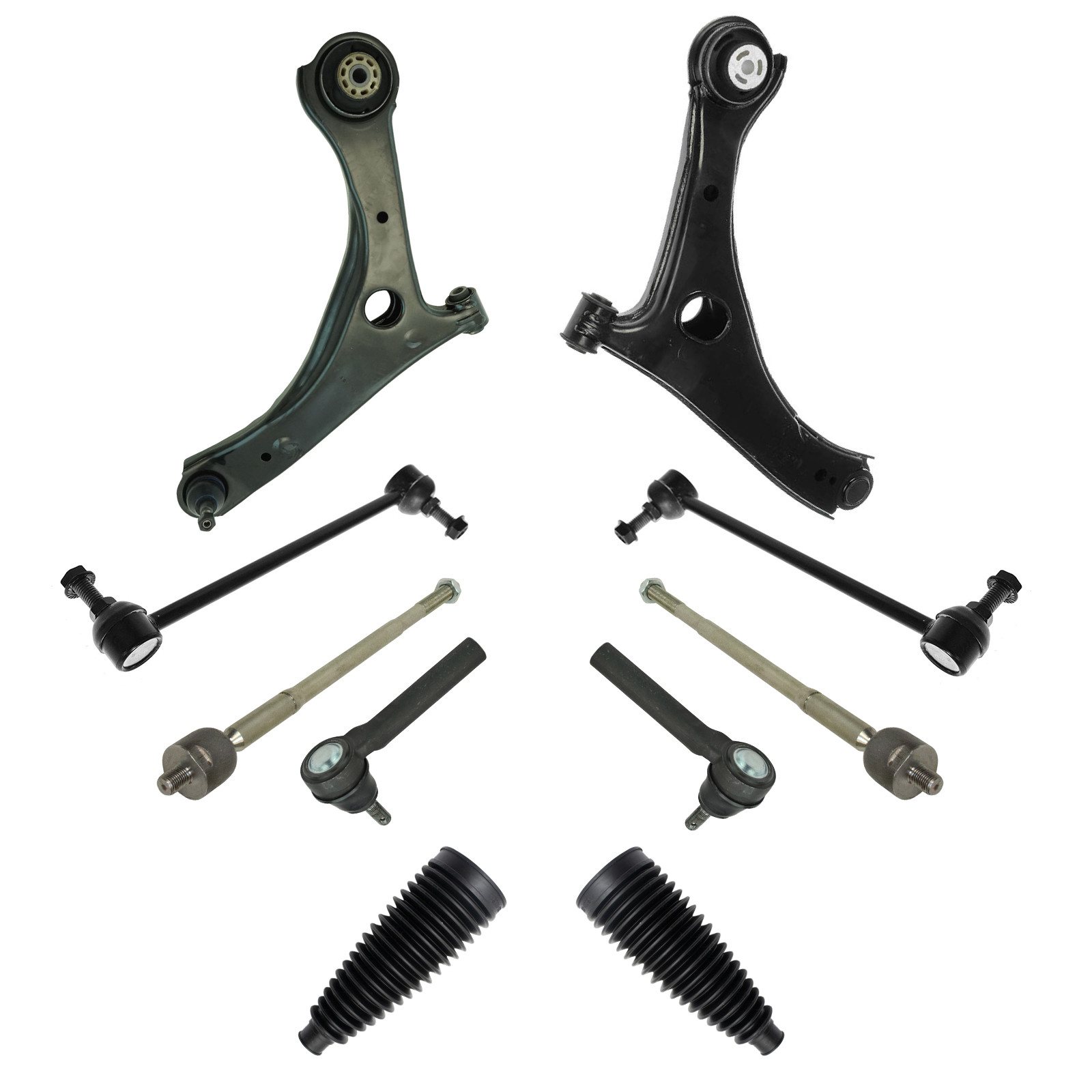 TRQ Front Steering & Suspension Kit Control Arm with Ball Joint Steering Rack & Pinion Bellow Sway Bar Stabilizer Link Tie Rod Compatible with Chrysler Dodge Ram