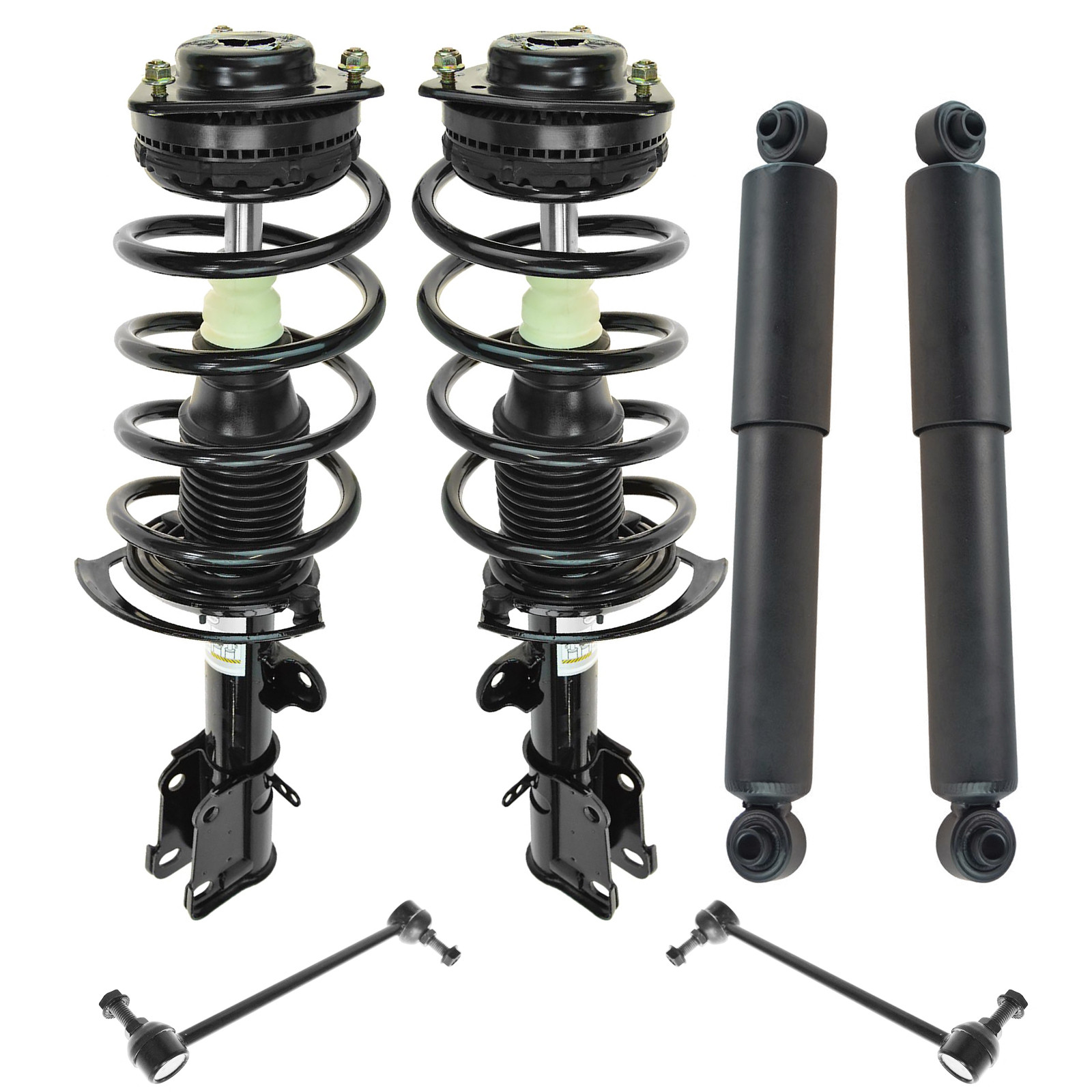 TRQ Front and Rear Suspension Kit Complete Strut & Coil Spring Assembly Shock Absorber Sway Bar Stabilizer Link Compatible with 2008-2016 Chrysler Town & Country 2008-2020 Dodge Grand Caravan