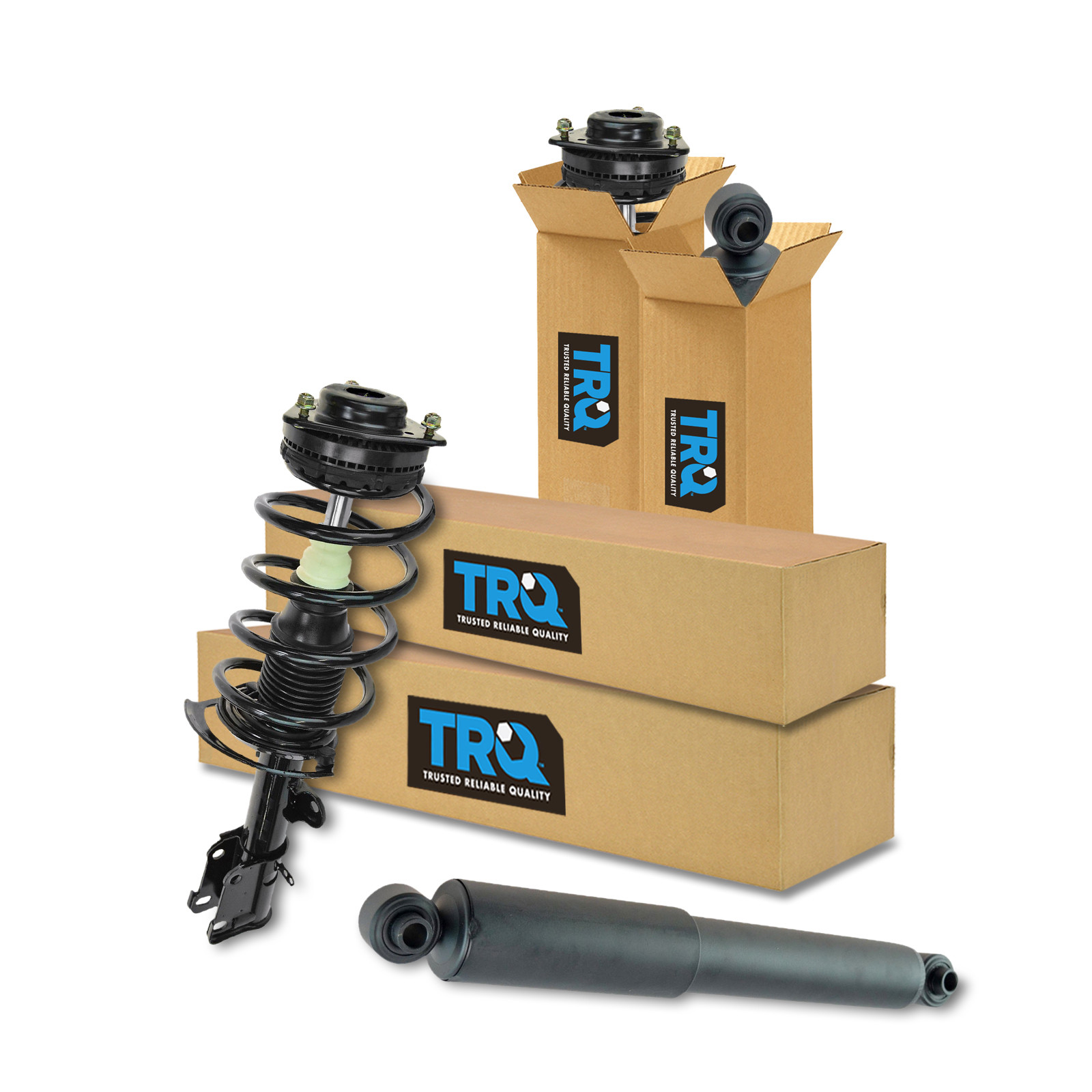 TRQ Front and Rear Complete Strut Assembly & Shock Absorber Kit Complete Strut & Coil Spring Assembly Compatible with 2008-2016 Chrysler Town & Country 2008-2020 Dodge Grand Caravan